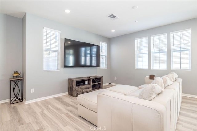 living room featuring light hardwood / wood-style flooring