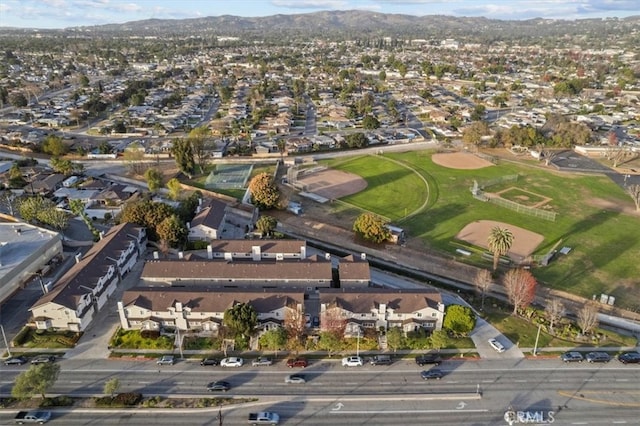 aerial view featuring a mountain view