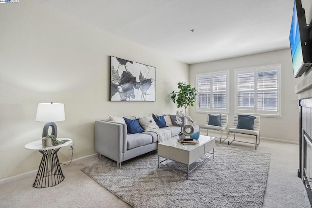 living room with carpet floors