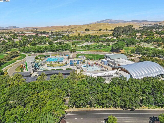 bird's eye view with a mountain view