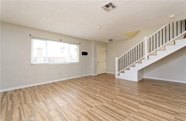 unfurnished living room with light hardwood / wood-style floors