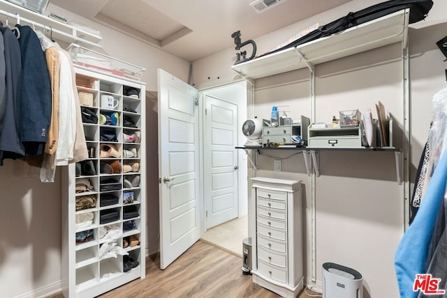 spacious closet featuring hardwood / wood-style flooring