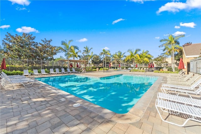 view of pool featuring a patio area