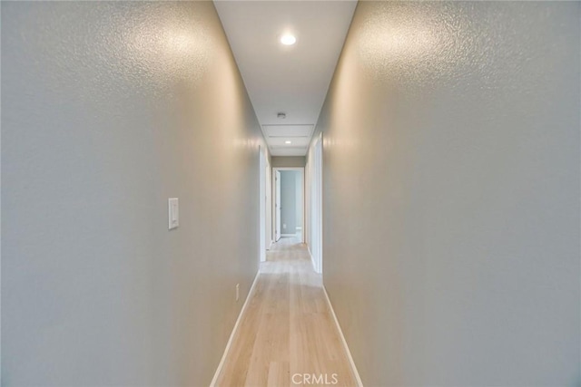 hallway with light hardwood / wood-style flooring