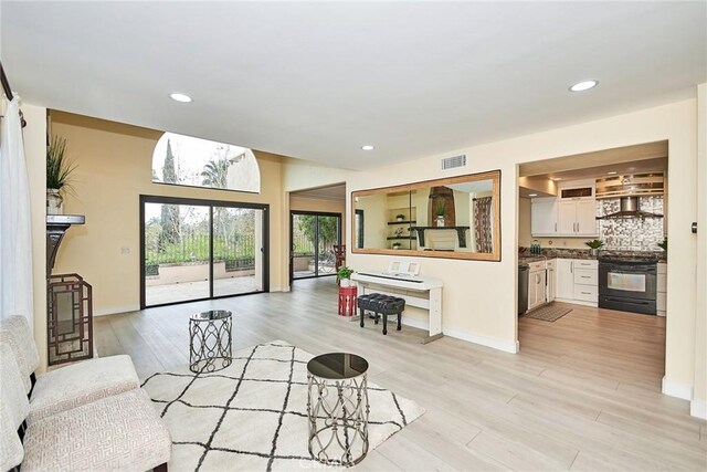 living room featuring light hardwood / wood-style floors