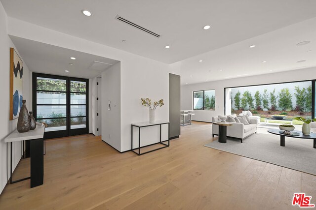 living room with light wood-type flooring and a wealth of natural light