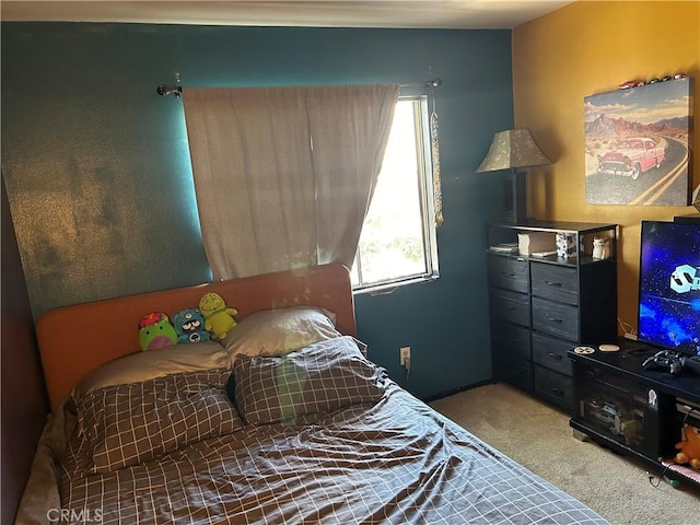 carpeted bedroom with multiple windows