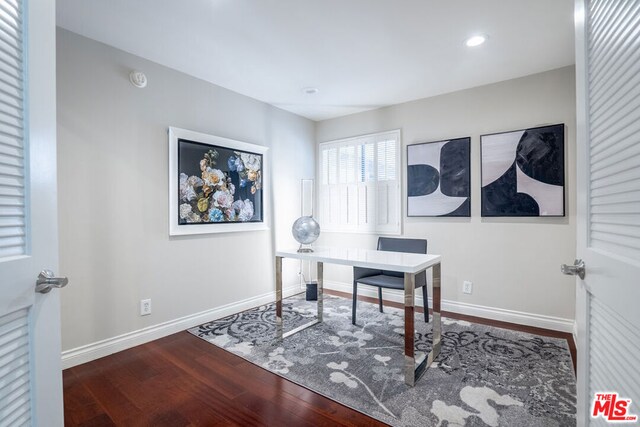 office area featuring hardwood / wood-style floors