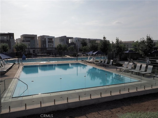 view of pool featuring a patio