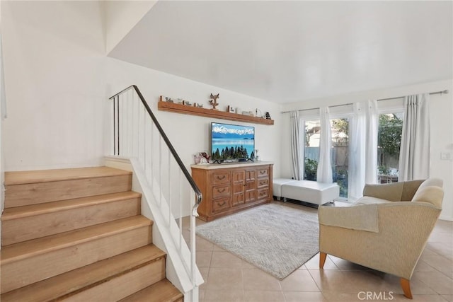 view of tiled living room