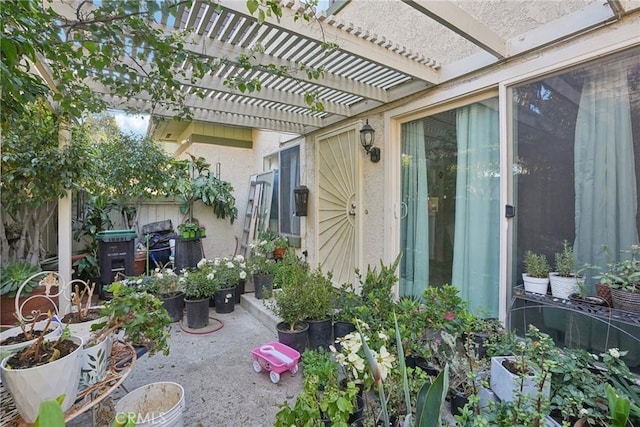 view of patio / terrace featuring a pergola