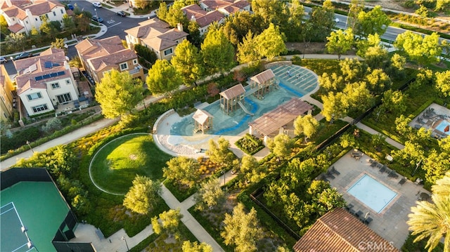 drone / aerial view with a residential view