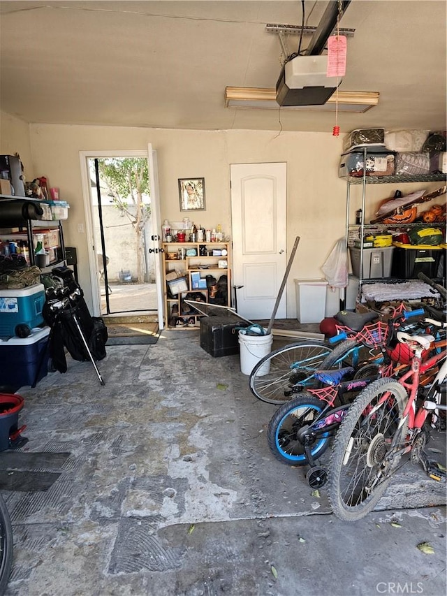 garage with a garage door opener