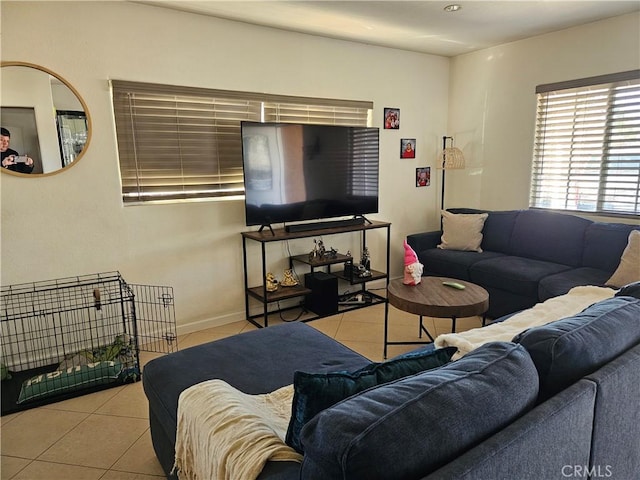 view of tiled living room