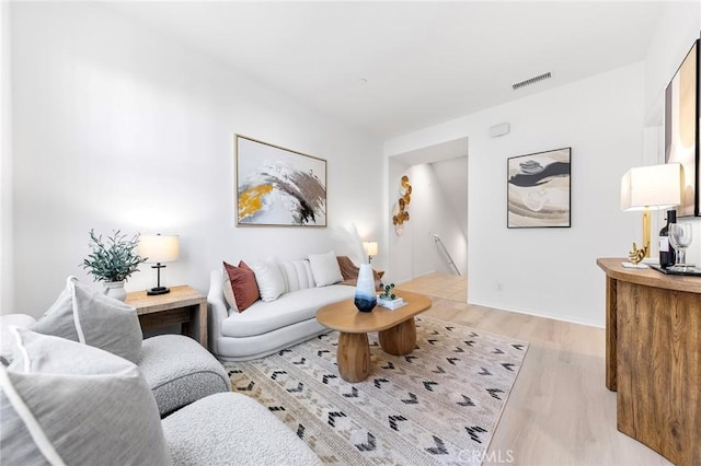 living room with light wood-type flooring