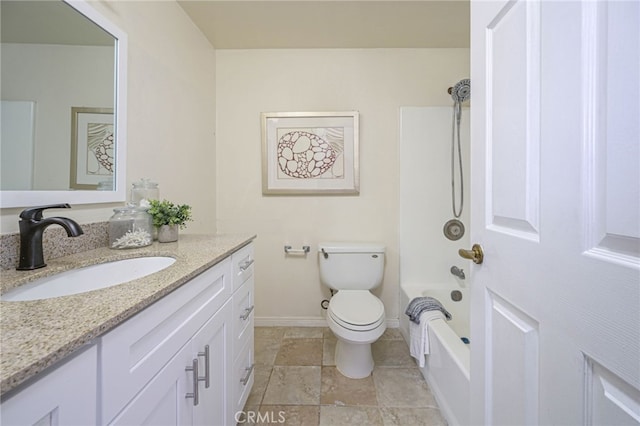 full bathroom with toilet,  shower combination, and vanity