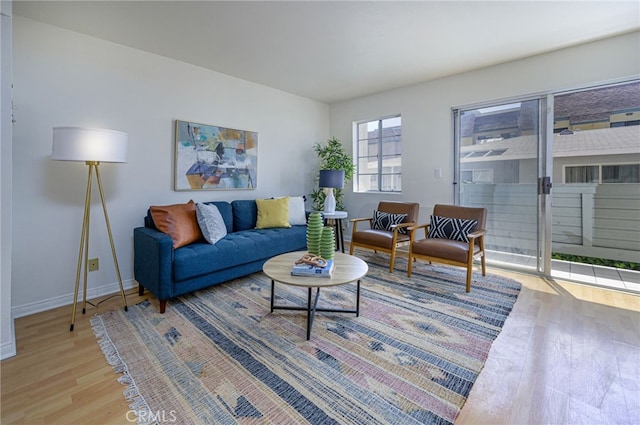 living room featuring light wood-type flooring