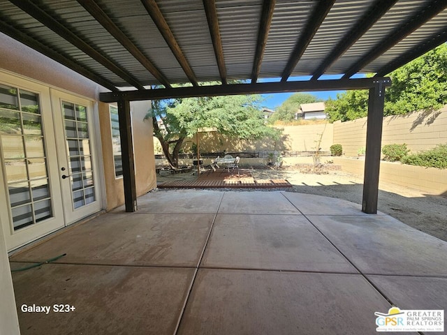 view of patio / terrace featuring french doors