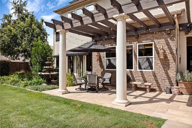 view of patio with a pergola