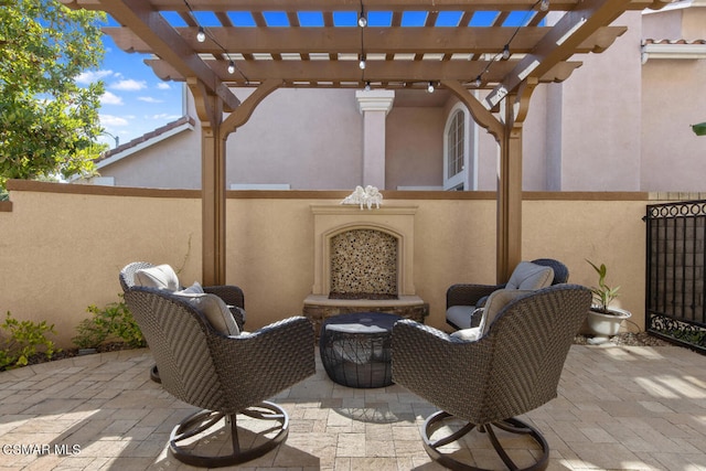 view of patio / terrace featuring a pergola