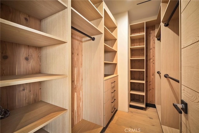 spacious closet with light wood-type flooring