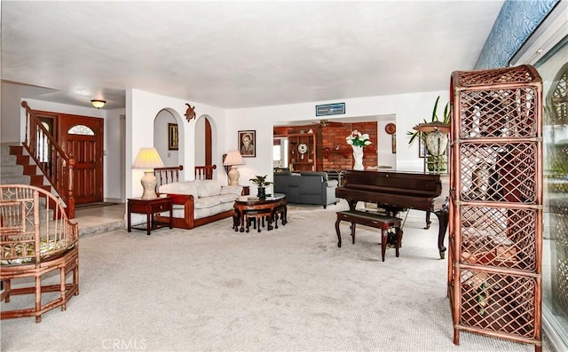 living room with carpet floors