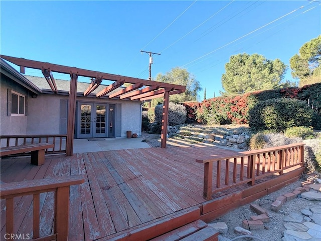 wooden deck with french doors