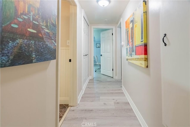 hall featuring light wood-type flooring