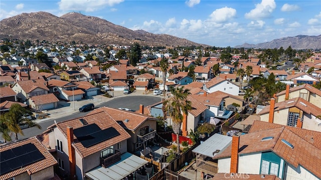 drone / aerial view featuring a mountain view