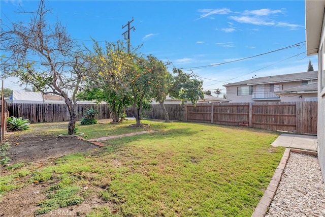 view of yard featuring a fenced backyard