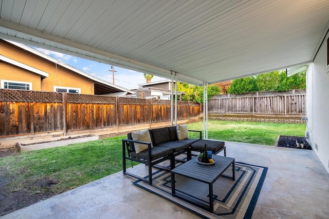 view of patio featuring an outdoor living space