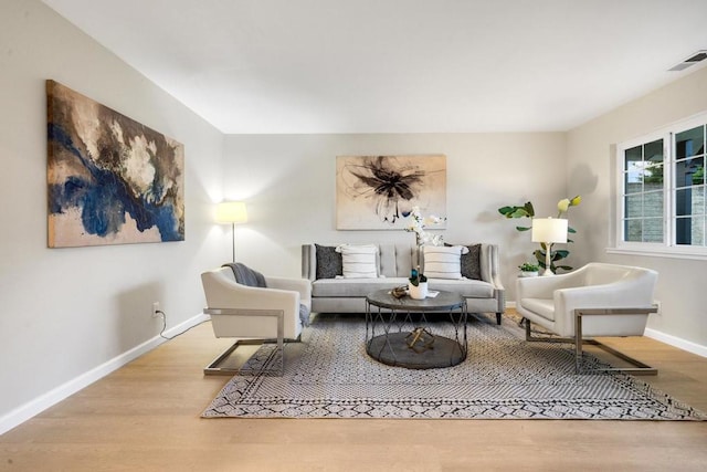 living area featuring light hardwood / wood-style flooring