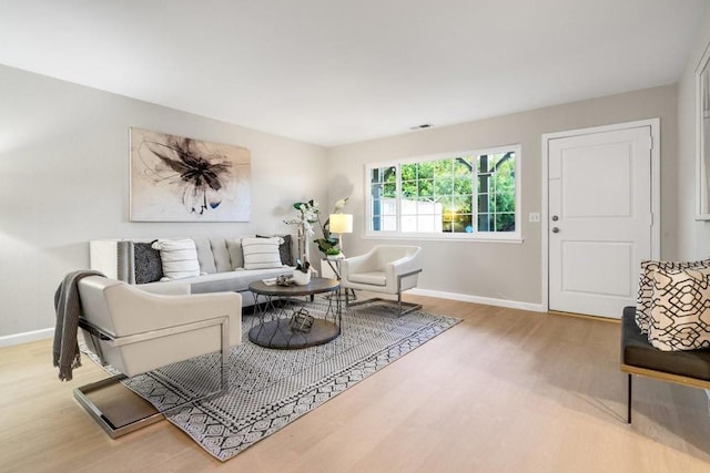 living room with hardwood / wood-style floors