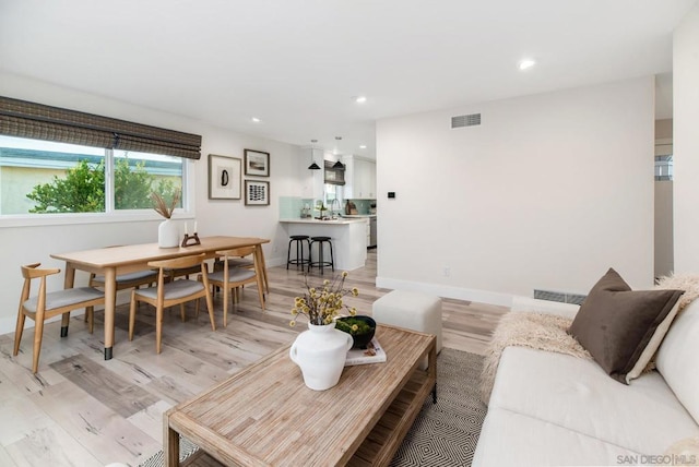 living room featuring light hardwood / wood-style flooring