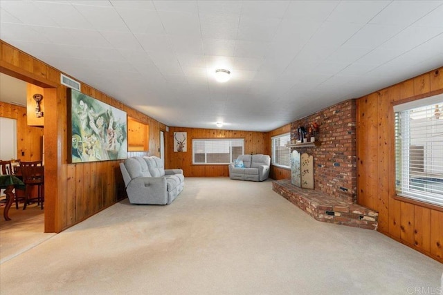 living room featuring carpet flooring