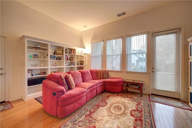 living room featuring light hardwood / wood-style floors