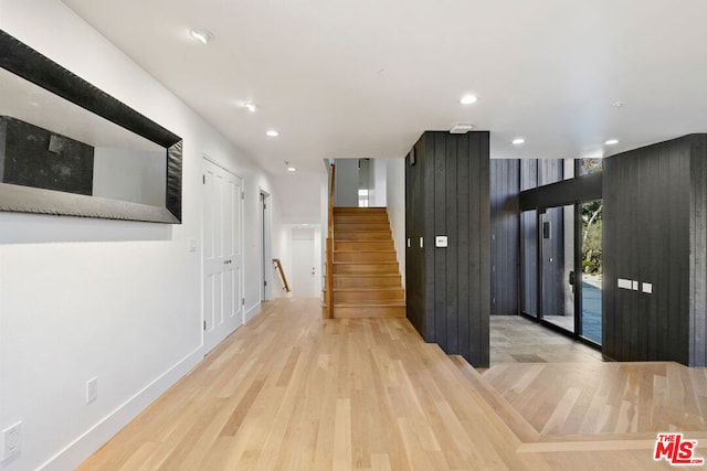 hallway featuring light wood-type flooring