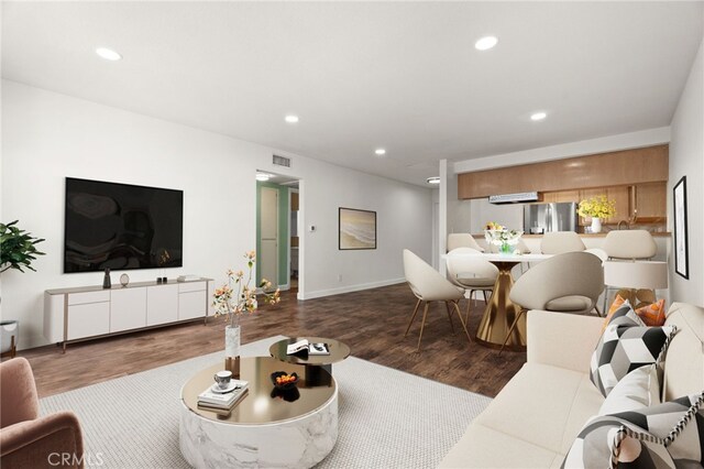 living room featuring wood-type flooring