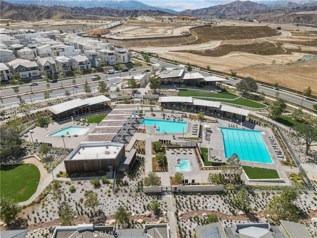 bird's eye view featuring a mountain view