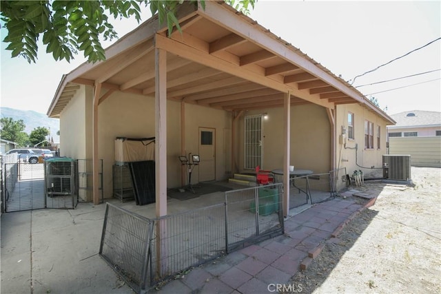 view of patio featuring central AC unit