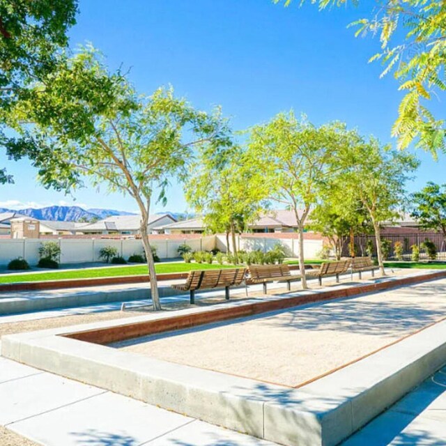 view of community featuring a mountain view