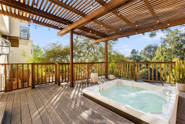 wooden terrace with a pergola