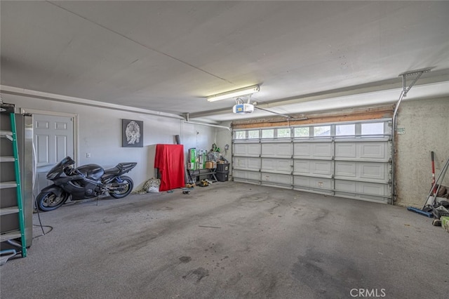 garage with a garage door opener