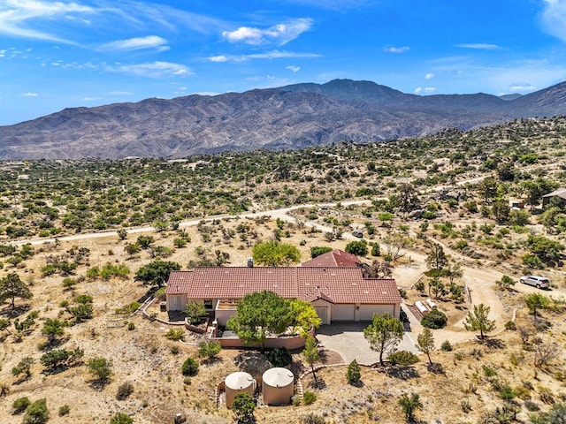 birds eye view of property featuring a mountain view