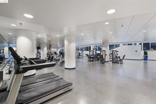 gym with a drop ceiling