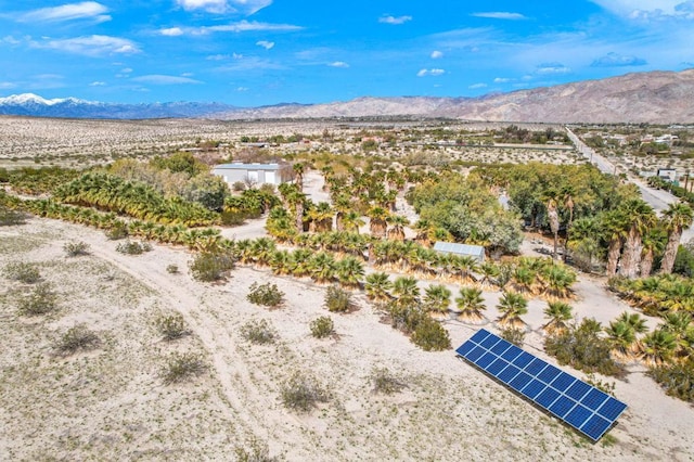 drone / aerial view featuring a mountain view