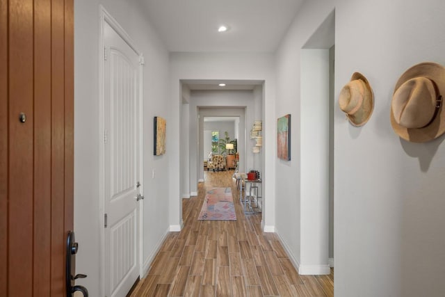 hall featuring light wood-type flooring