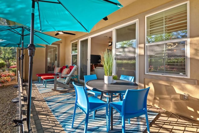 view of patio with ceiling fan