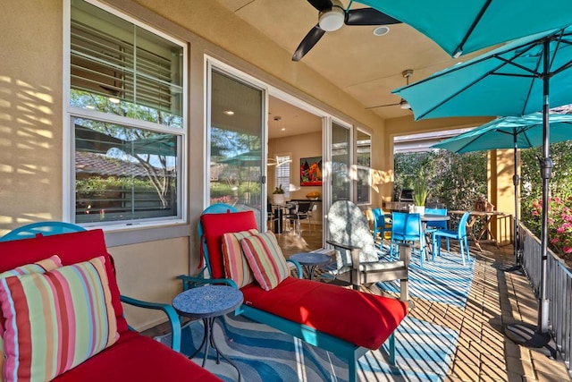 view of patio / terrace with ceiling fan