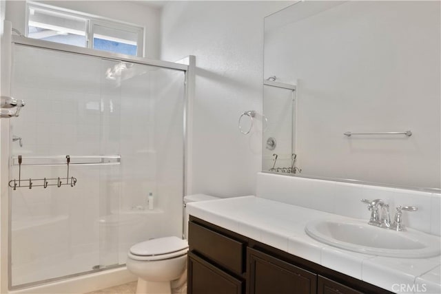 1714 Graybark Ave, Clovis, CA 93619 - bathroom featuring toilet, a shower stall, and vanity